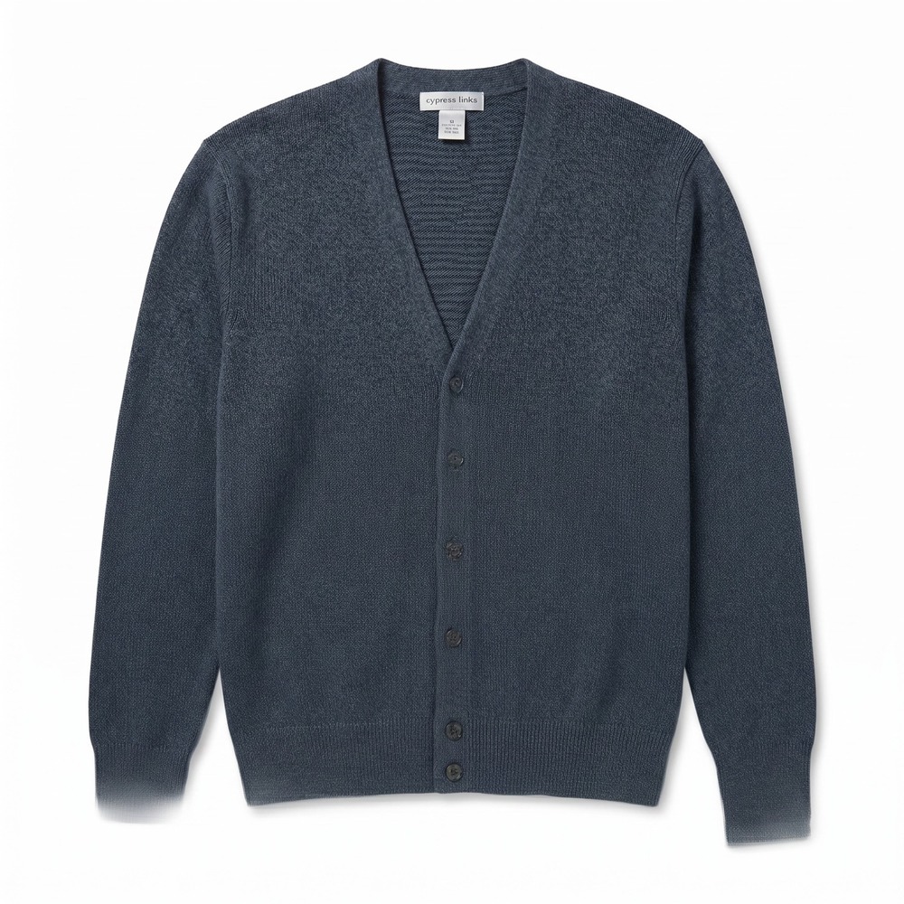 Vintage Cypress Links Cardigan Mens Medium Blue V-Neck‎ Button Front Knit